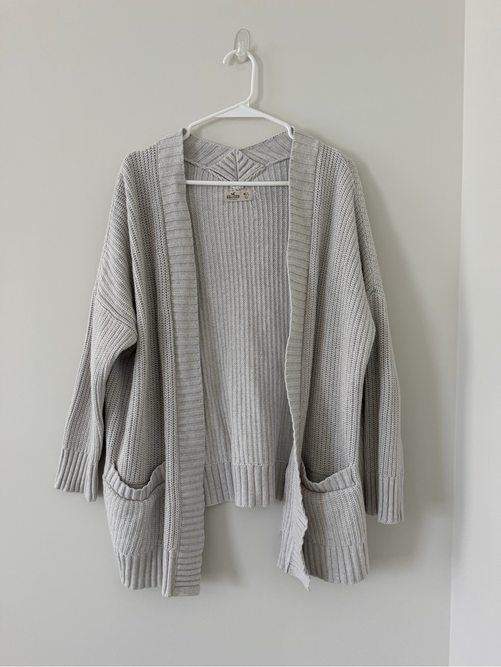 Hollister Light Gray 100% Cotton Knit Cardigan Women’s M/L